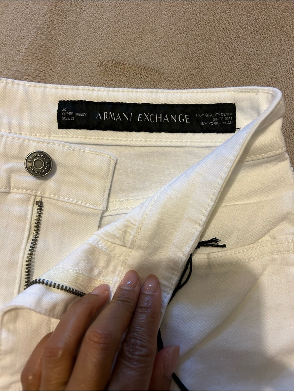 Armani Exchange Women’s White Super Skinny Chinos